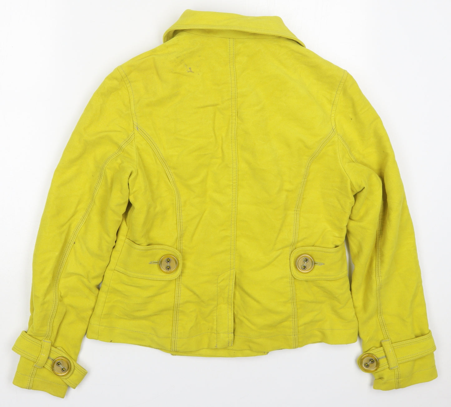 NEXT Womens Yellow   Pea Coat Coat Size 12  Button
