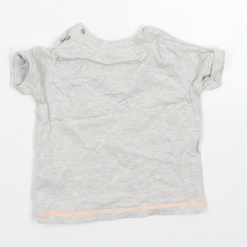 NEXT Boys Grey  Cotton Basic T-Shirt Size 0-3 Months Crew Neck Pullover - Orange Pocket