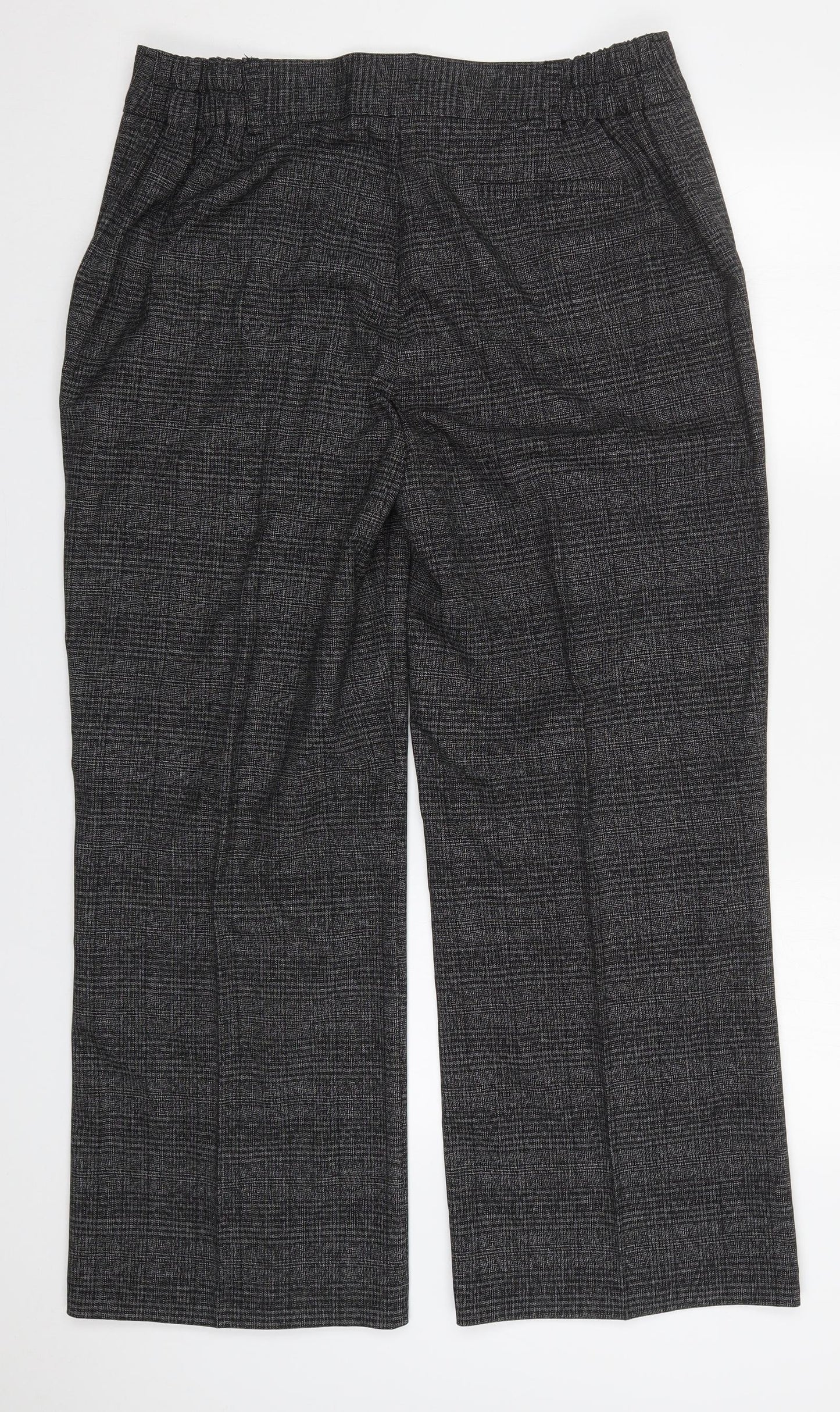 Jeffrey & Paula Mens Grey Check Polyester Trousers  Size 18 L30 in Regular Hook & Eye