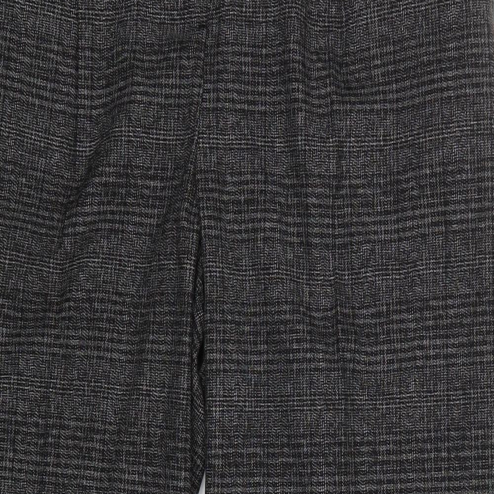 Jeffrey & Paula Mens Grey Check Polyester Trousers  Size 18 L30 in Regular Hook & Eye