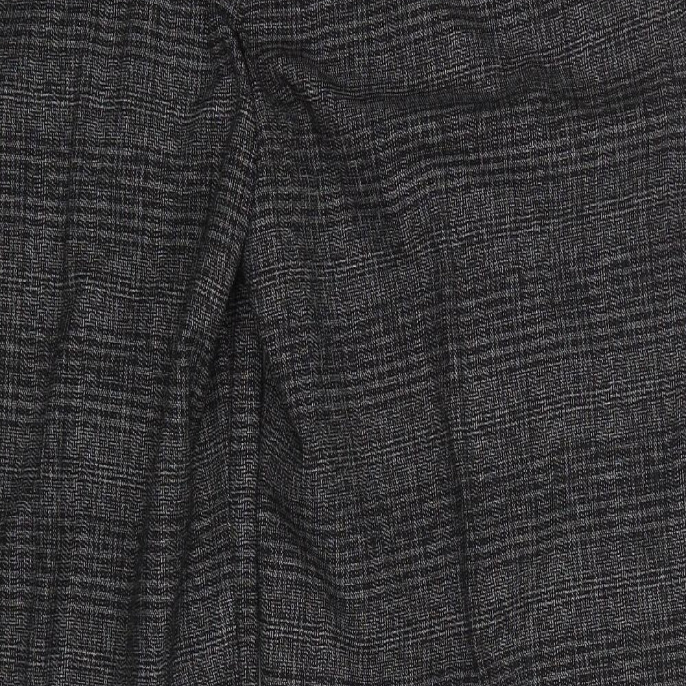 Jeffrey & Paula Mens Grey Check Polyester Trousers  Size 18 L30 in Regular Hook & Eye