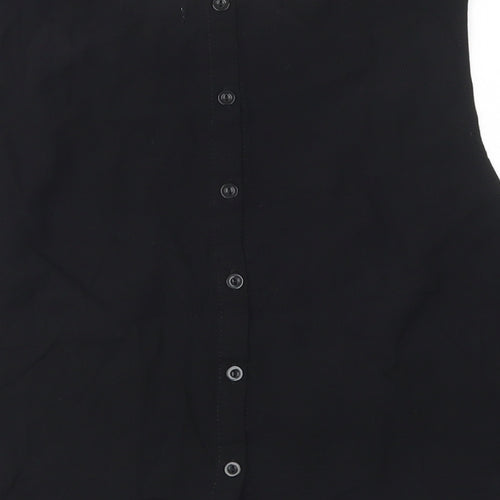 Brave Soul Womens Black  Viscose Cropped Blouse Size L Round Neck - Lace Trim