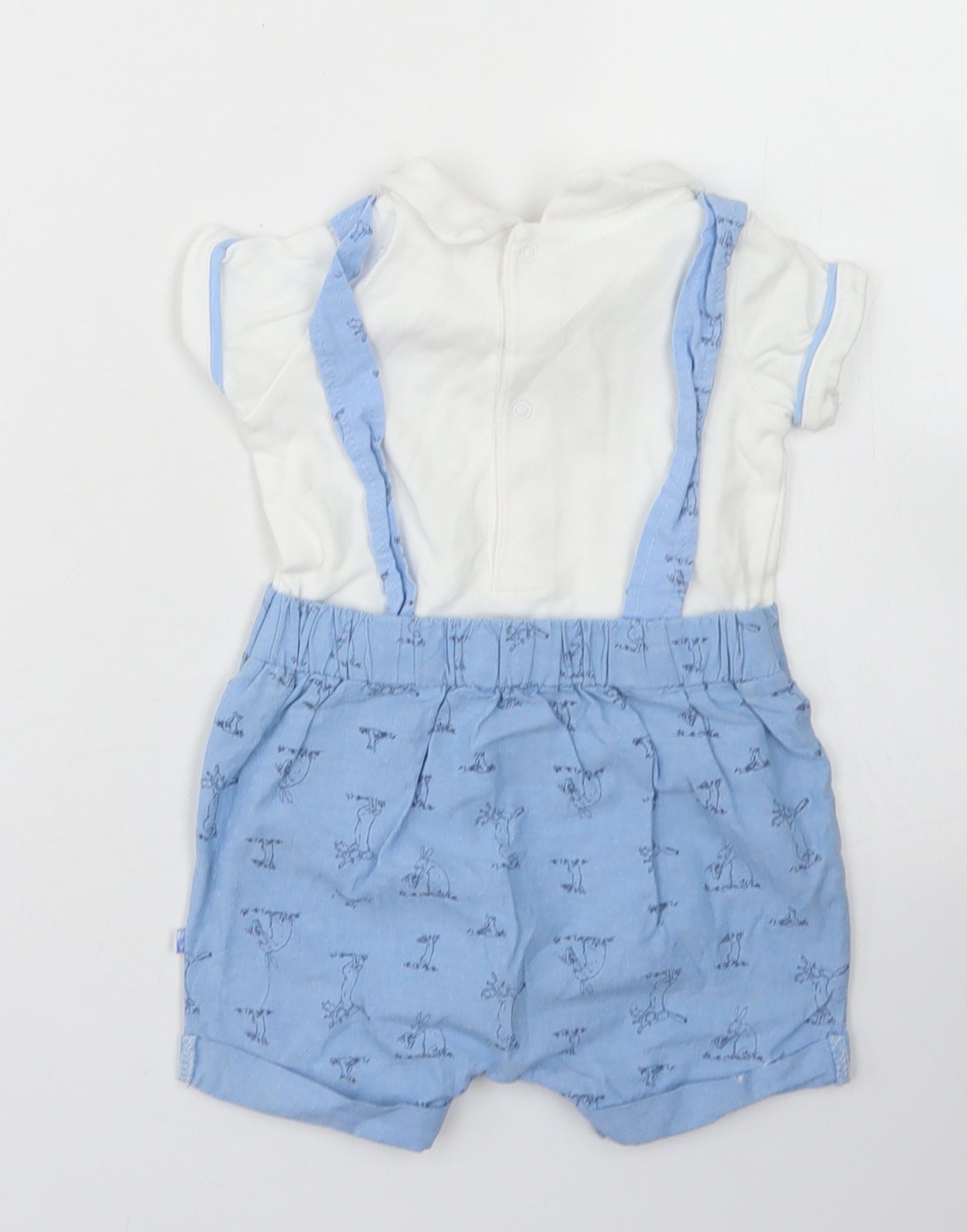 Jainco Boys Blue Spotted Cotton Dungaree Outfit/Set Size 3-6 Months  Snap - Peter rabbit