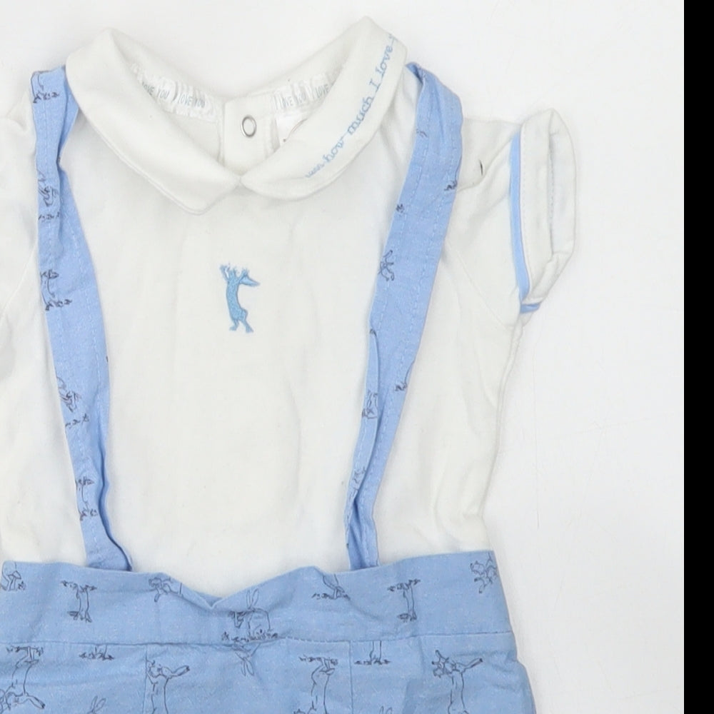 Jainco Boys Blue Spotted Cotton Dungaree Outfit/Set Size 3-6 Months  Snap - Peter rabbit