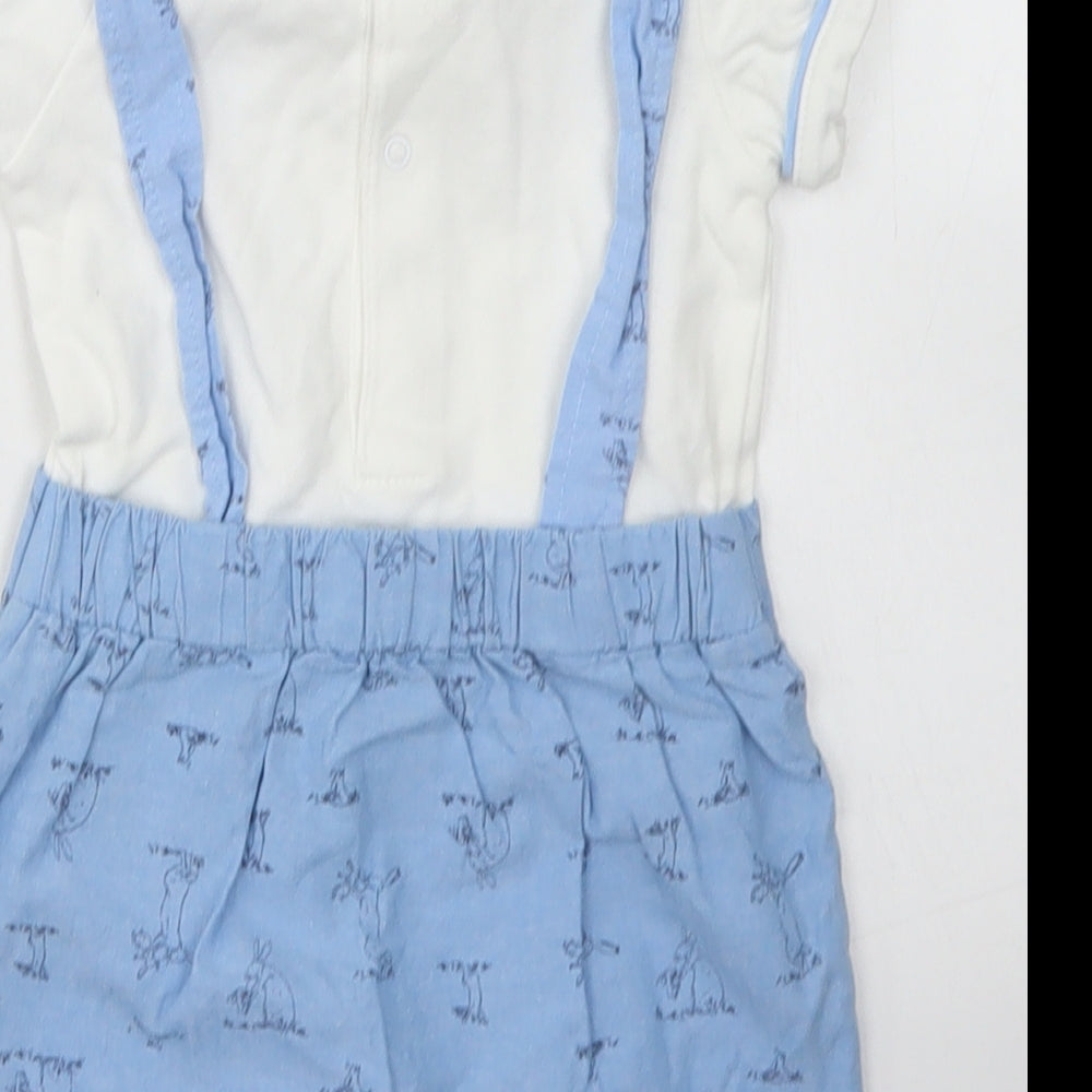 Jainco Boys Blue Spotted Cotton Dungaree Outfit/Set Size 3-6 Months  Snap - Peter rabbit