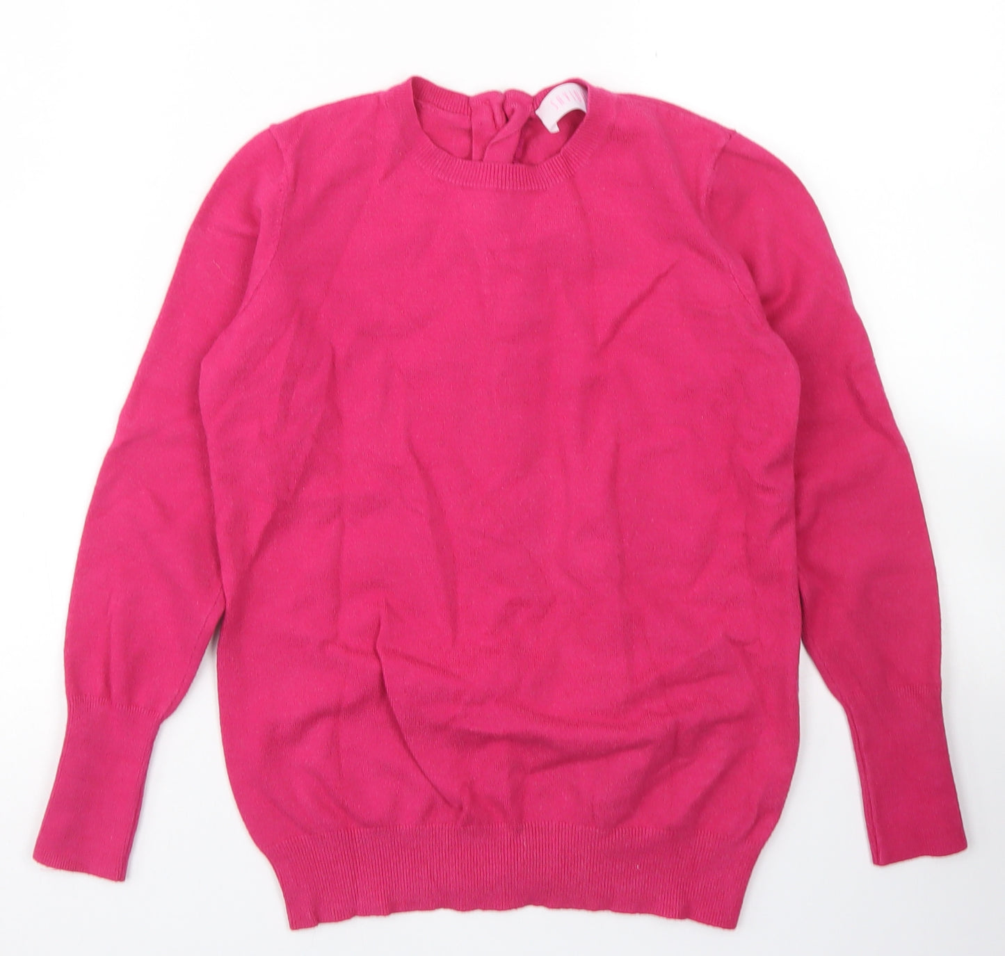 Savida Womens Pink Crew Neck  Viscose Pullover Jumper Size XS