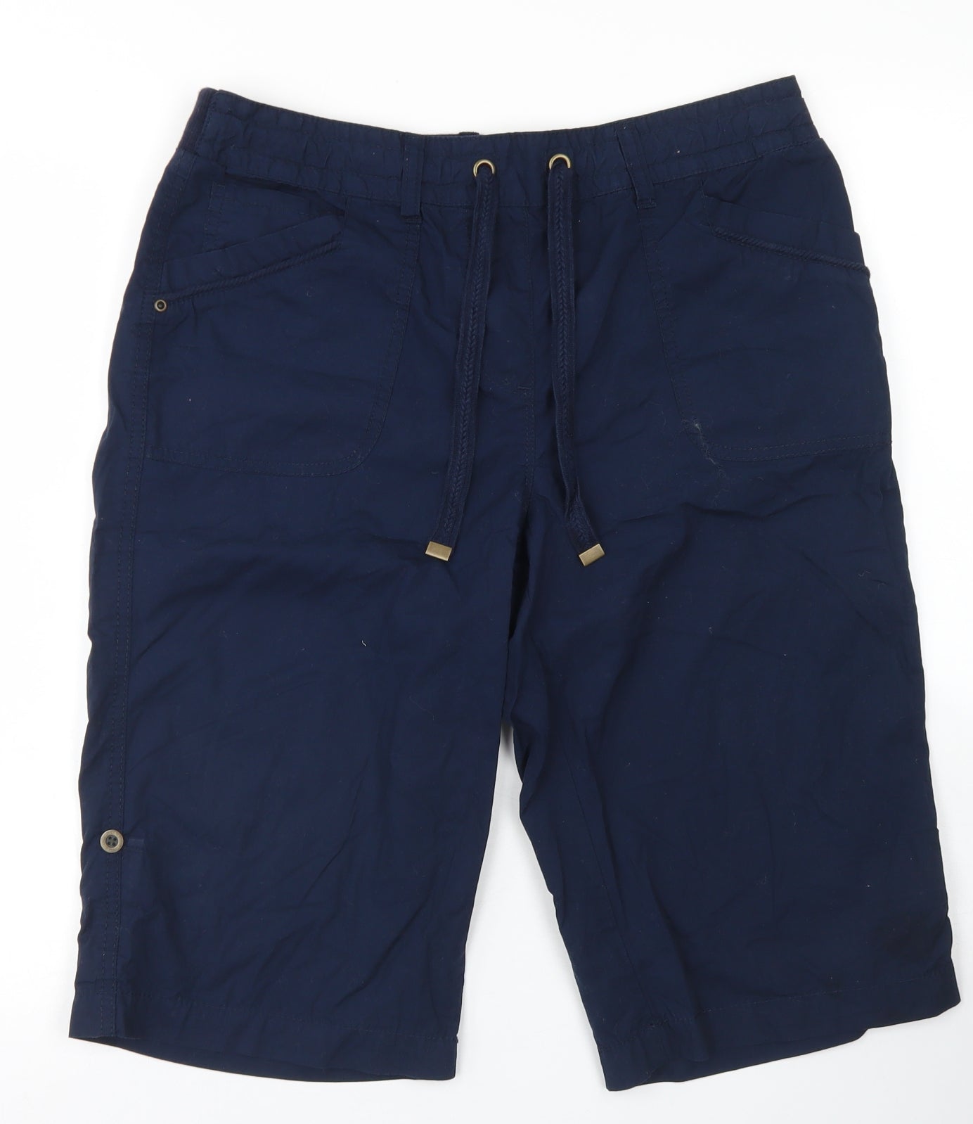 eorge Womens Blue  Cotton Bermuda Shorts Size 12 L15 in Regular Drawstring
