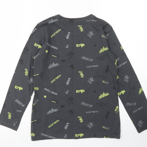 Dunnes Stores Boys Grey Spotted Cotton Basic T-Shirt Size 7-8 Years Crew Neck