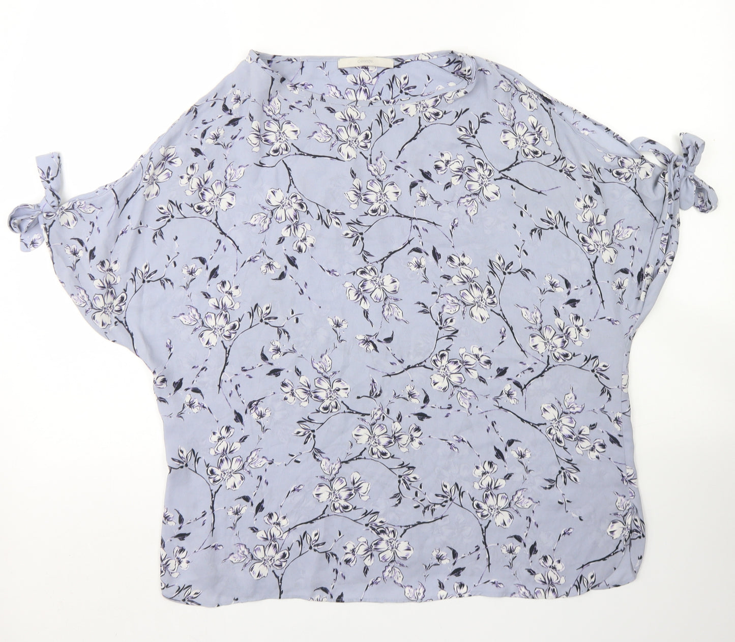 George Womens Blue Floral Polyester Basic Blouse Size 16 Round Neck - Cold Shoulder