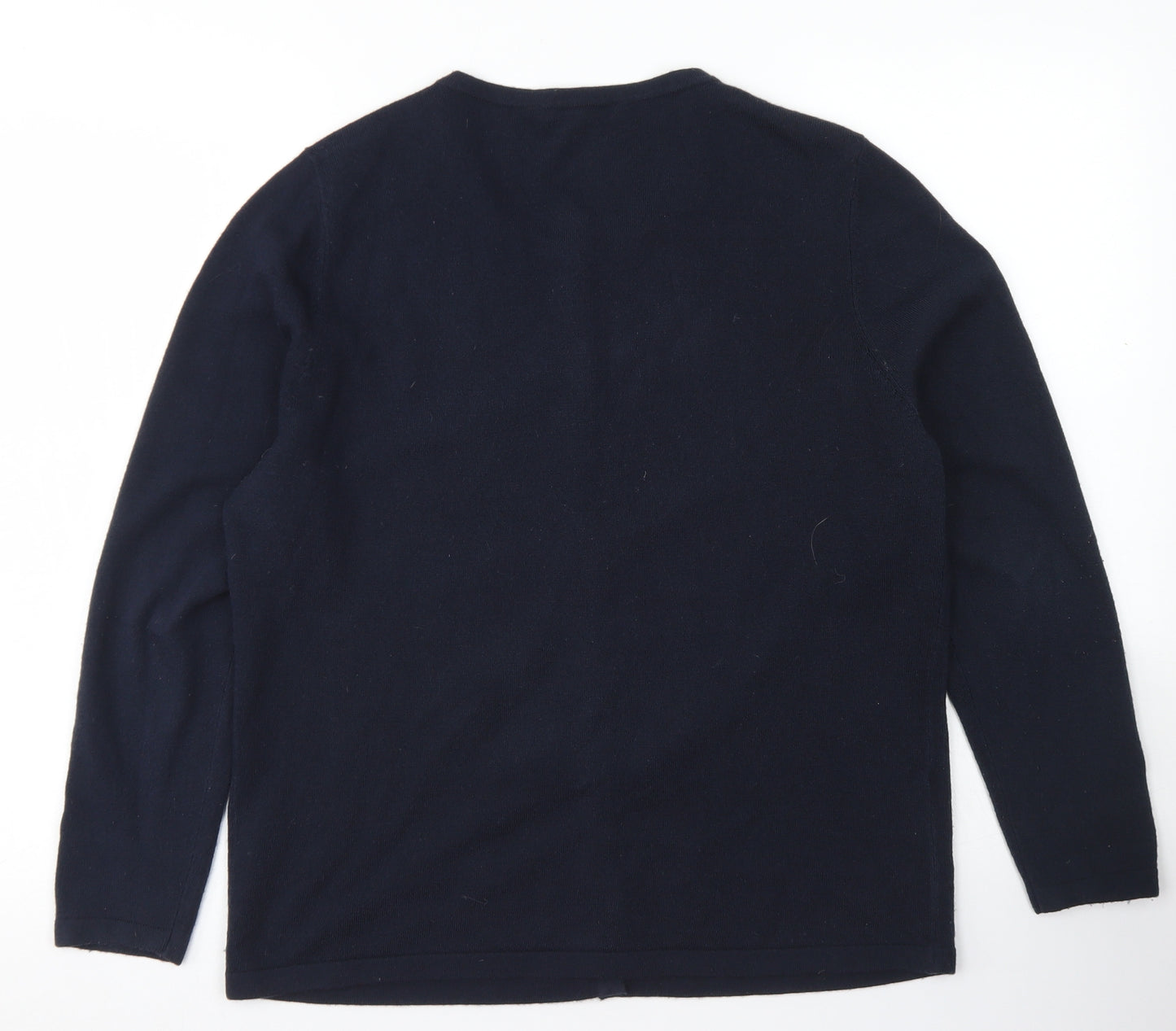 Love Knitwear Womens Blue Crew Neck  Acrylic Cardigan Jumper Size 14