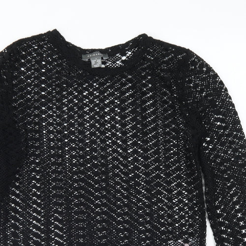 Primark Womens Black  Polyester Cropped T-Shirt Size S Crew Neck