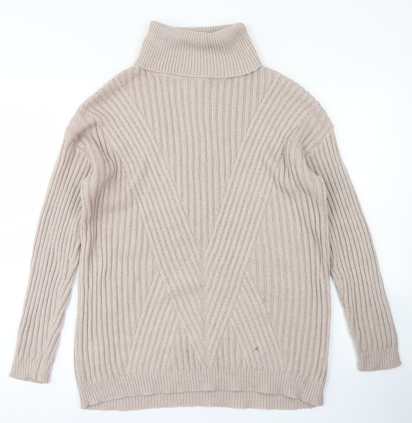 Primark Womens Beige Roll Neck  Acrylic Pullover Jumper Size S
