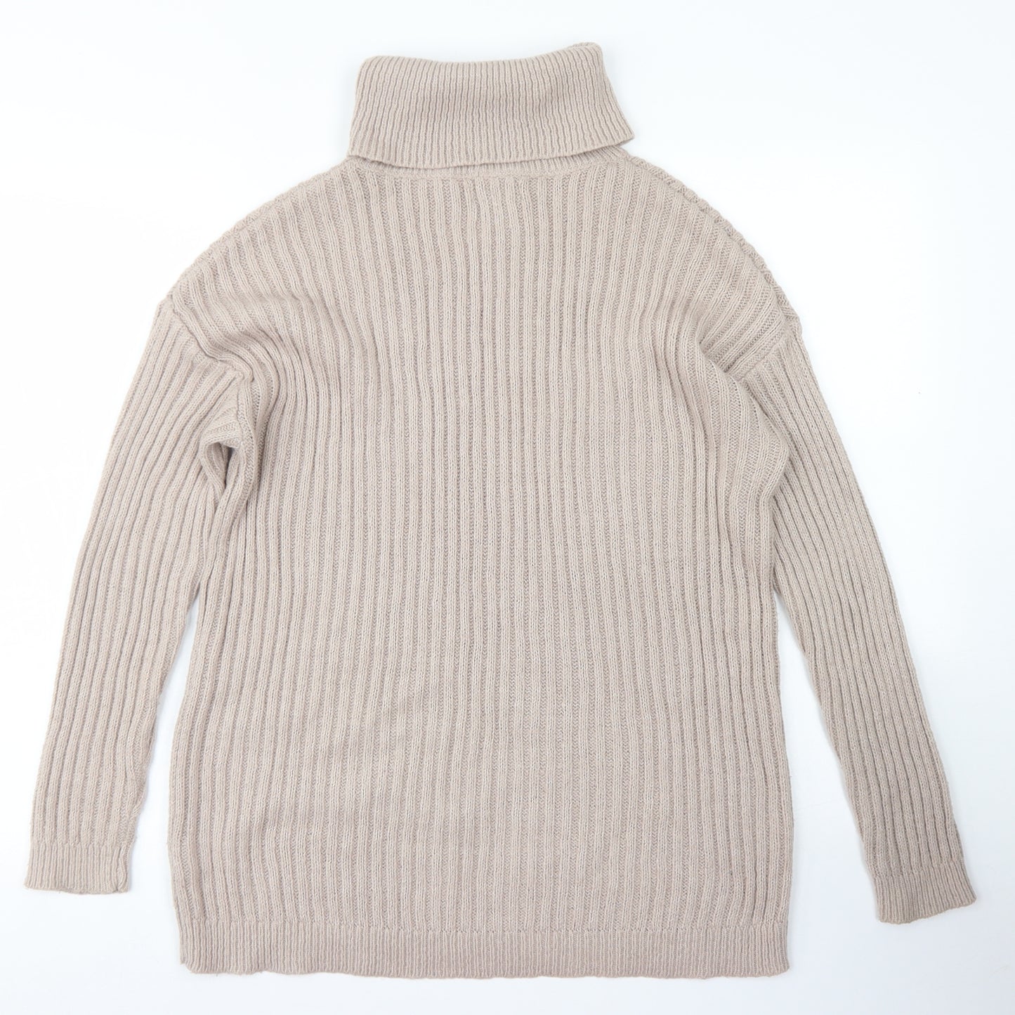 Primark Womens Beige Roll Neck  Acrylic Pullover Jumper Size S