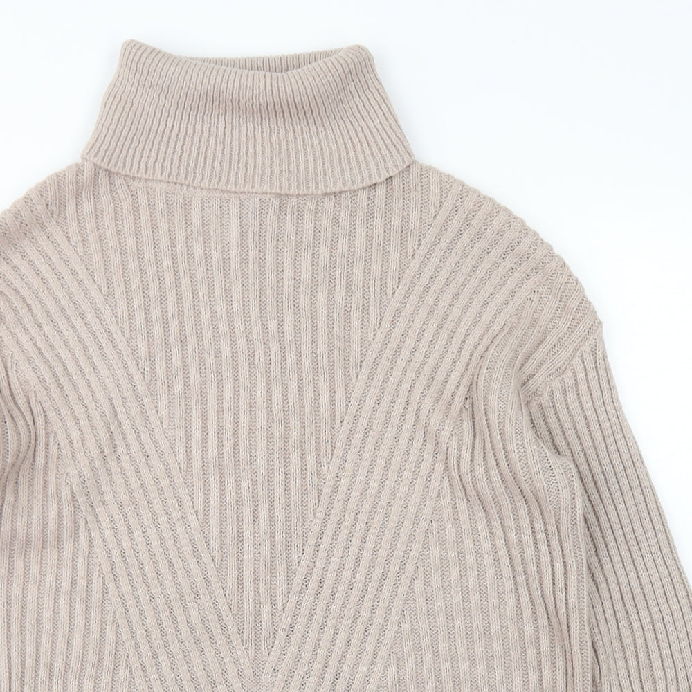 Primark Womens Beige Roll Neck  Acrylic Pullover Jumper Size S