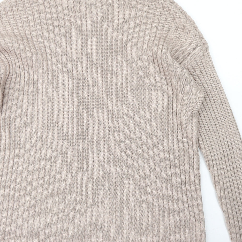 Primark Womens Beige Roll Neck  Acrylic Pullover Jumper Size S