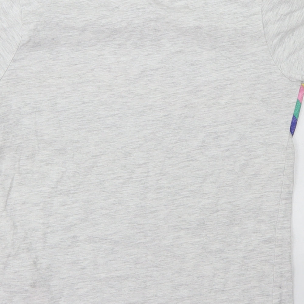 Primark Girls Grey  Cotton Basic T-Shirt Size 7-8 Years Crew Neck  - Rainbow