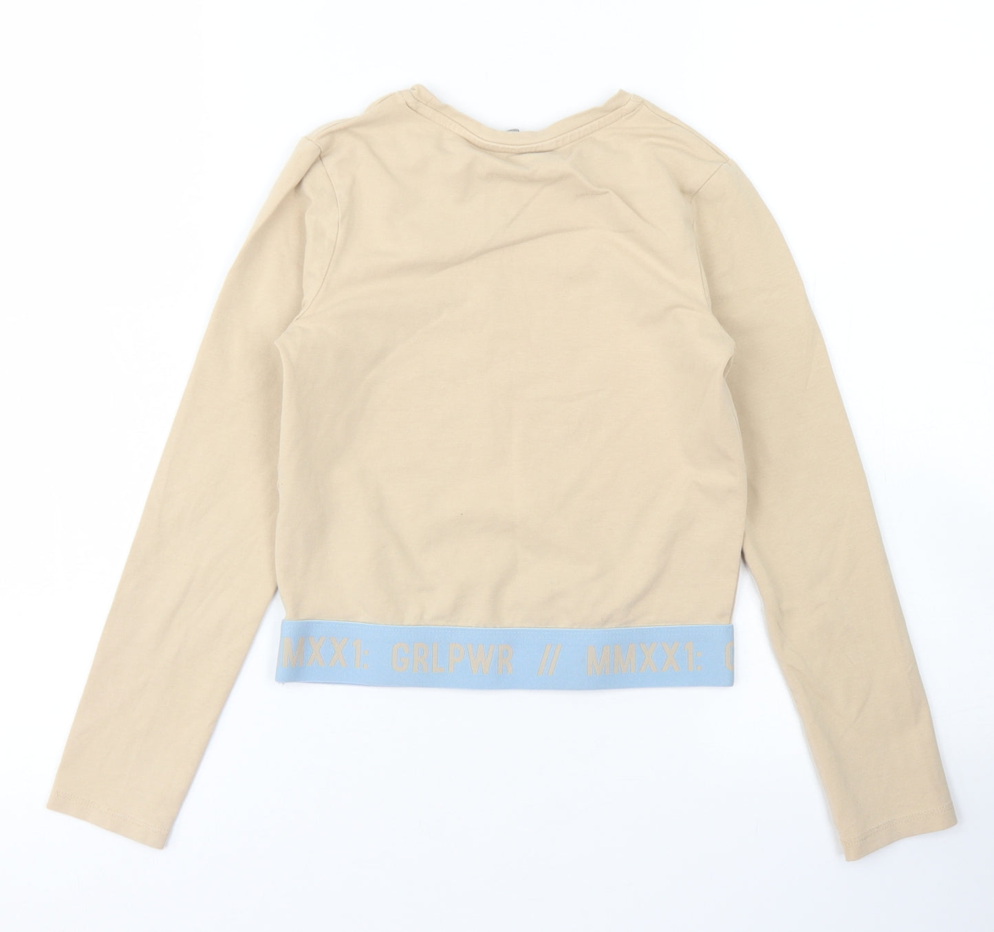 George Girls Brown  Cotton Cropped T-Shirt Size 8-9 Years Crew Neck