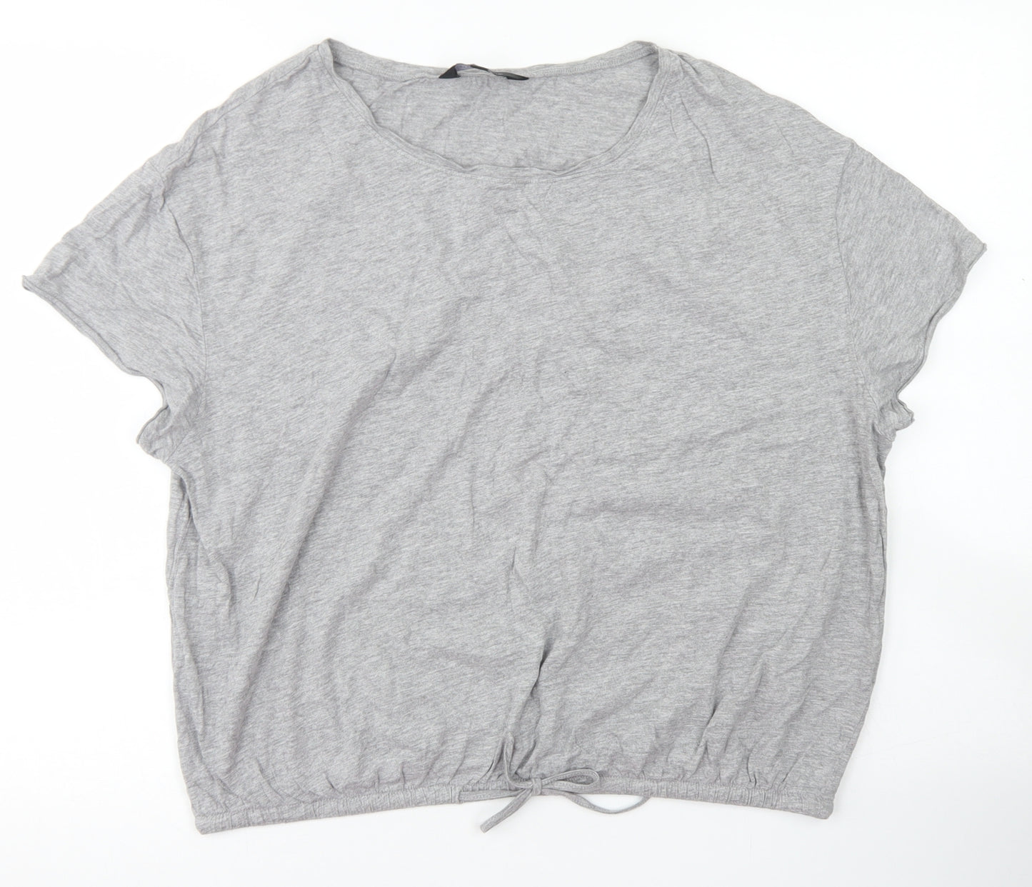 New Look Womens Grey  Cotton Basic T-Shirt Size 16 Crew Neck