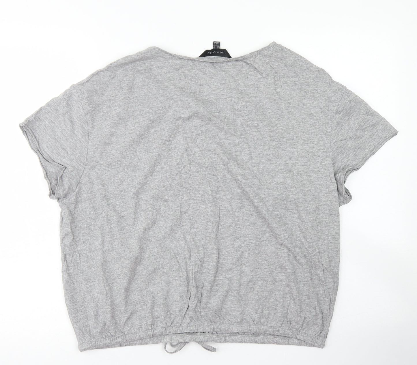 New Look Womens Grey  Cotton Basic T-Shirt Size 16 Crew Neck