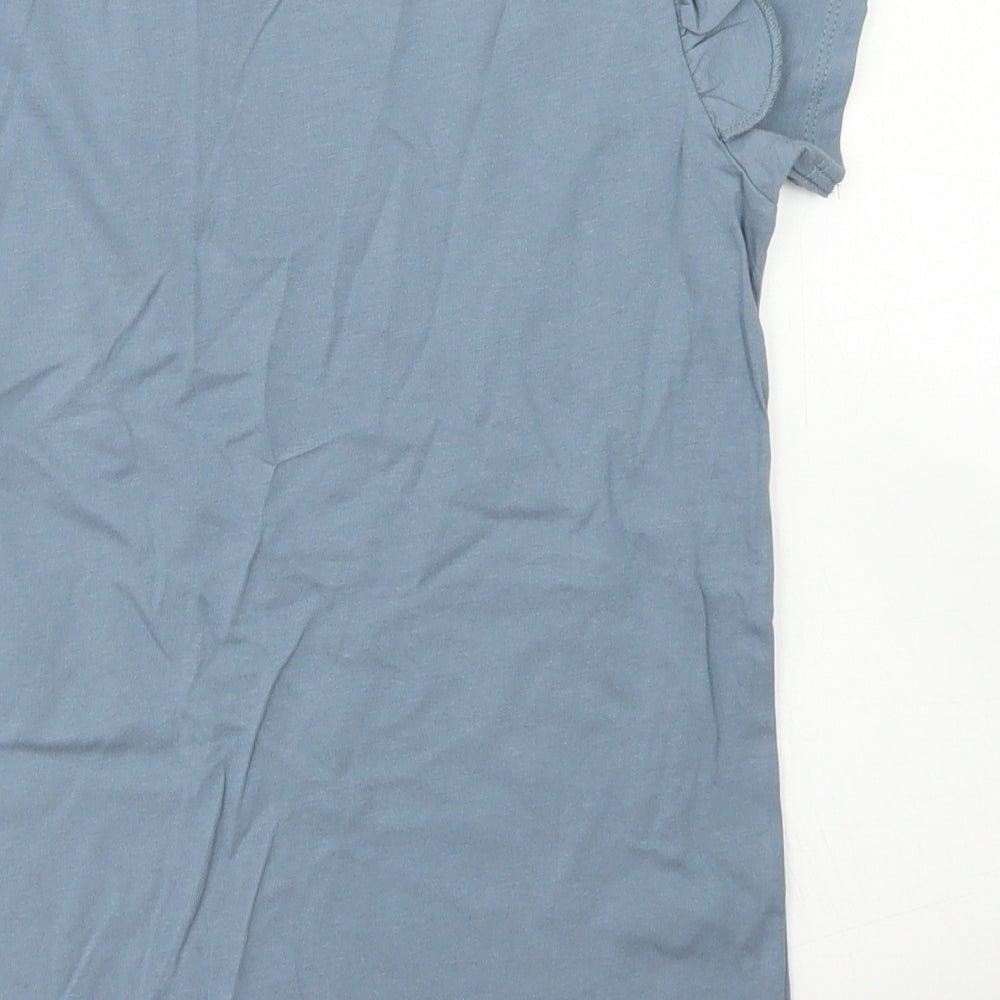 Lily & Dan Girls Blue  Cotton Basic T-Shirt Size 9-10 Years Crew Neck