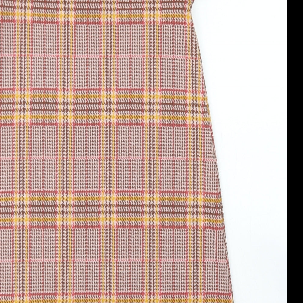 TU Girls Brown Houndstooth Polyester A-Line  Size 10 Years  Crew Neck Zip