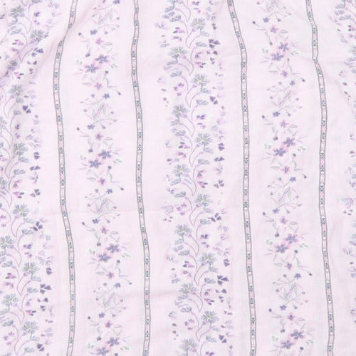 M&Co Womens Purple Floral Viscose Basic T-Shirt Size 10 Round Neck - Lace sleeve detail