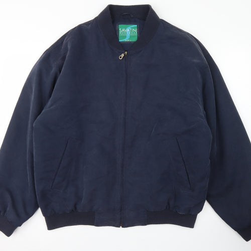 Savatini Mens Blue   Bomber Jacket Jacket Size L  Zip