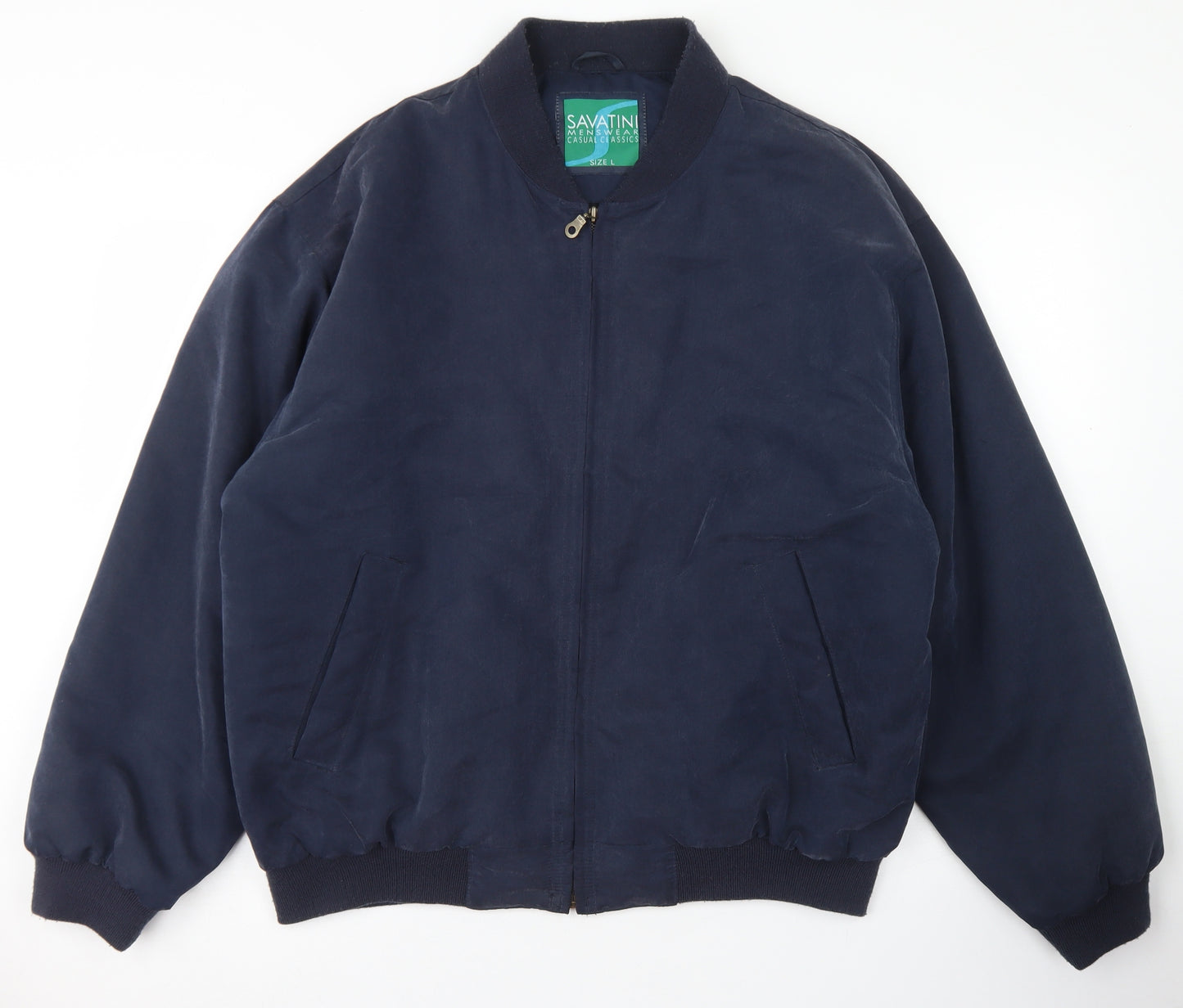 Savatini Mens Blue   Bomber Jacket Jacket Size L  Zip