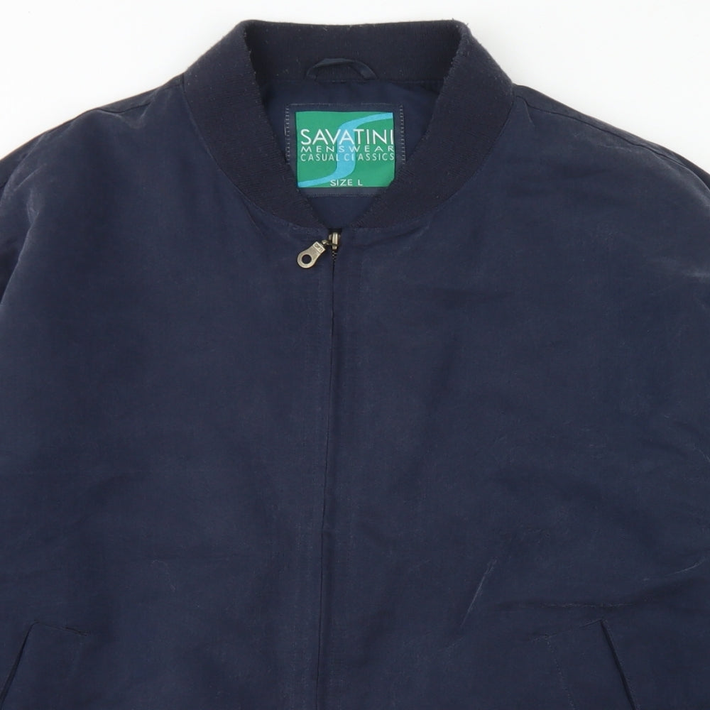 Savatini Mens Blue   Bomber Jacket Jacket Size L  Zip