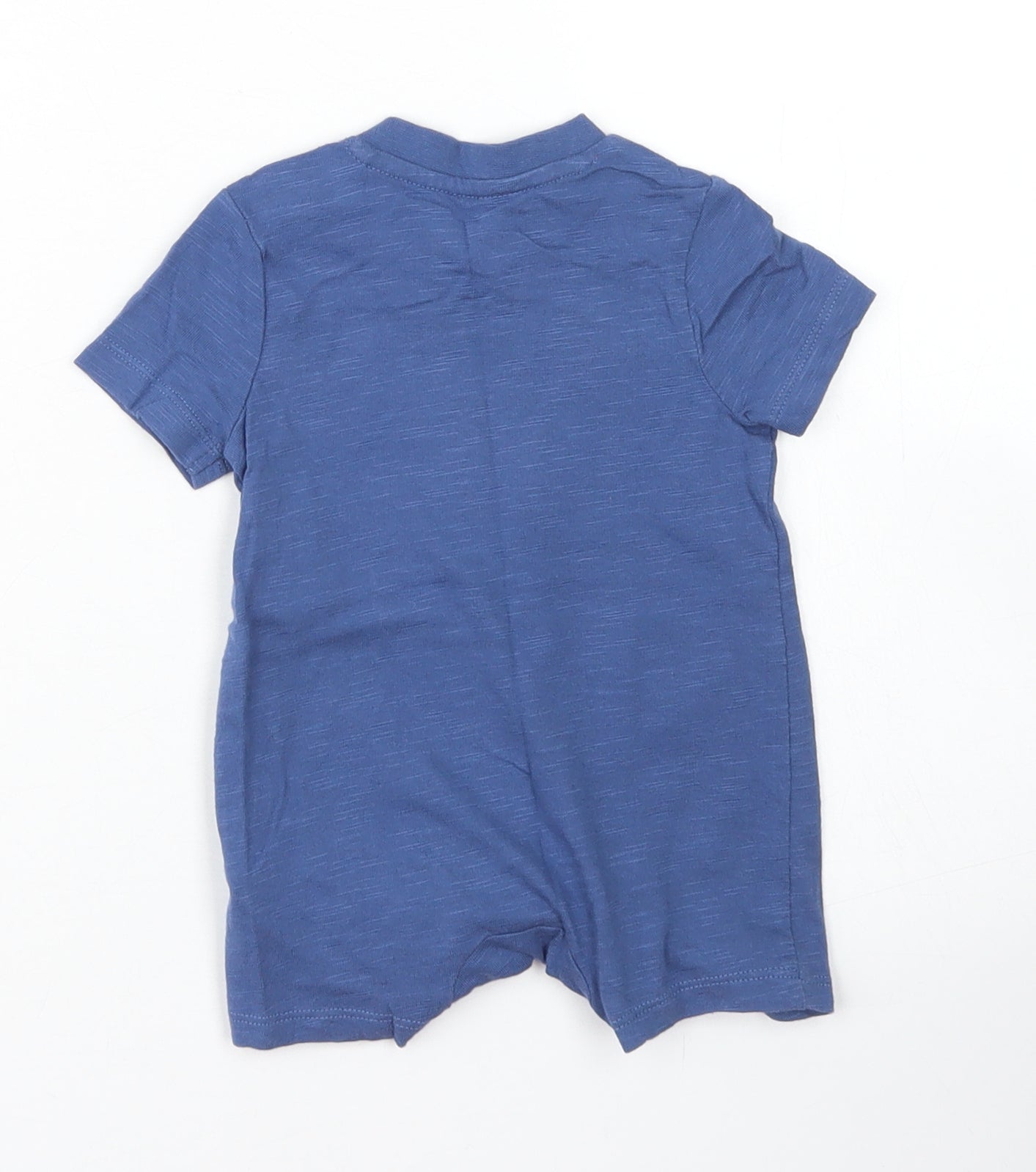 F&F Boys Blue  Cotton Romper One-Piece Size 0-3 Months  Snap - Aeroplanes, Aventure