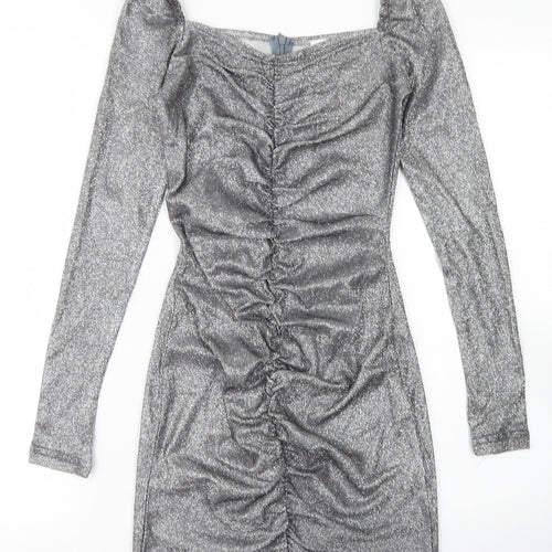 Femme Luxe Womens Silver  Polyester Bodycon  Size S  Sweetheart
