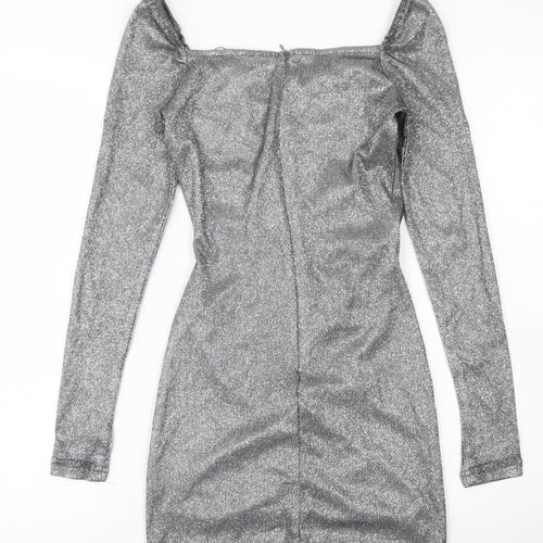 Femme Luxe Womens Silver  Polyester Bodycon  Size S  Sweetheart