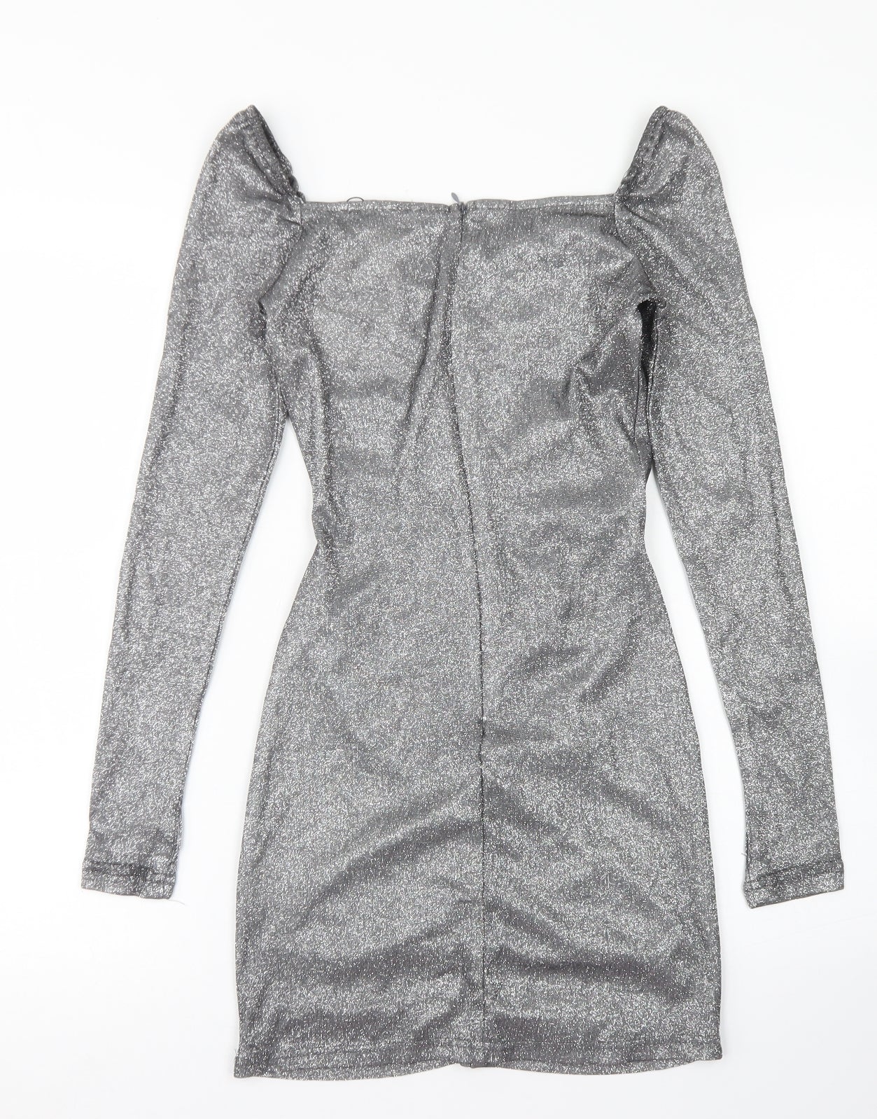 Femme Luxe Womens Silver  Polyester Bodycon  Size S  Sweetheart