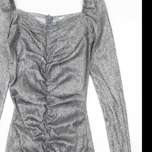 Femme Luxe Womens Silver  Polyester Bodycon  Size S  Sweetheart