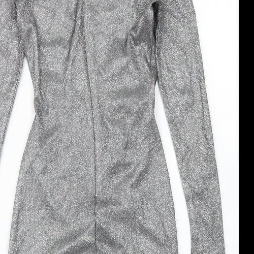 Femme Luxe Womens Silver  Polyester Bodycon  Size S  Sweetheart