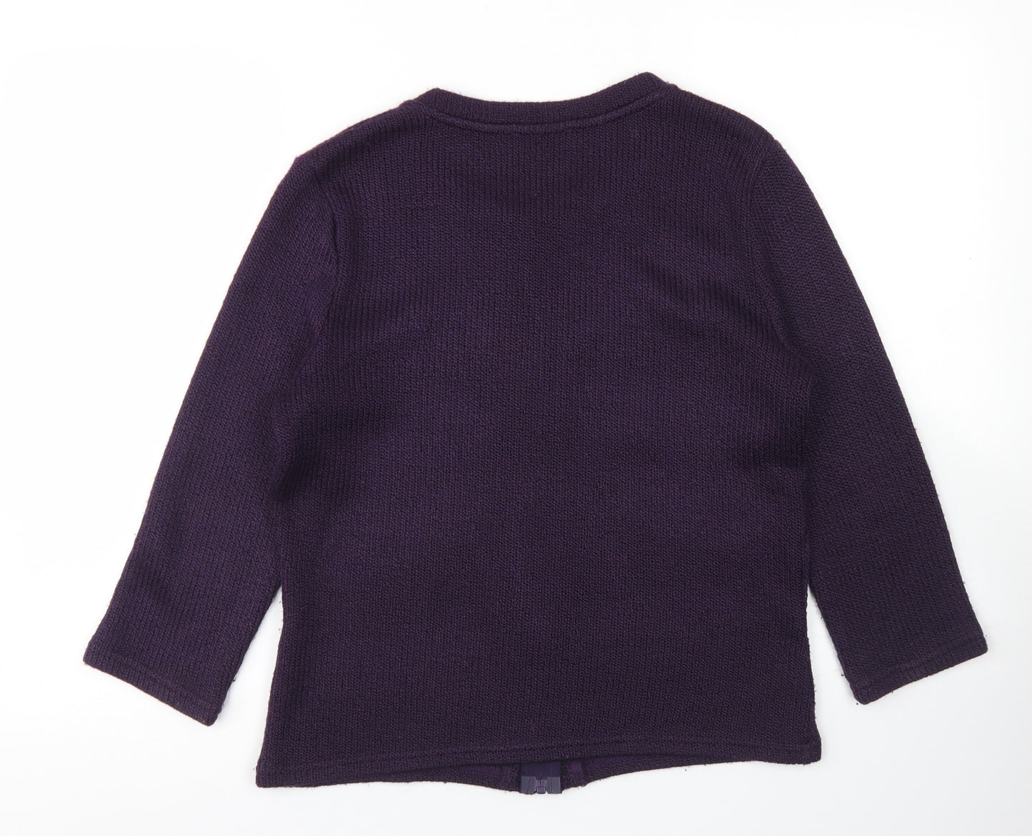 Per Una Womens Purple Round Neck  Acrylic Full Zip Jumper Size M