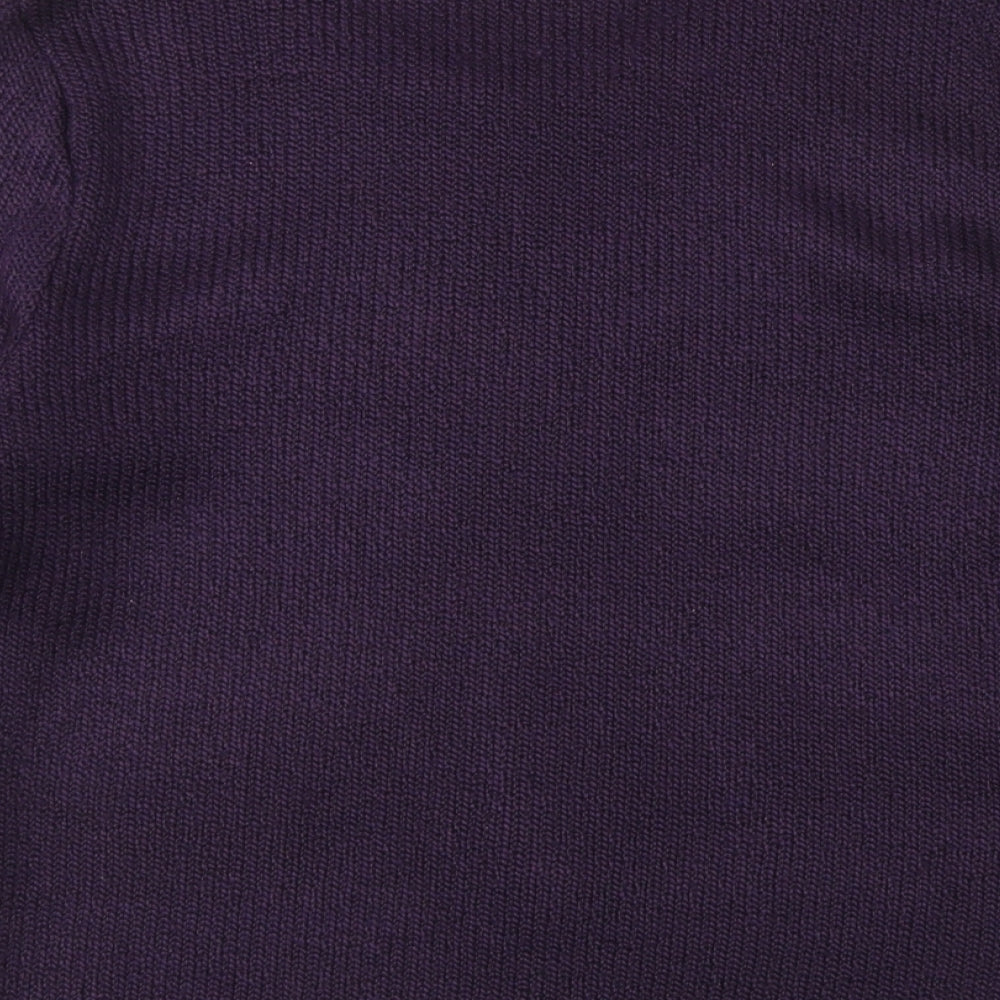 Per Una Womens Purple Round Neck  Acrylic Full Zip Jumper Size M