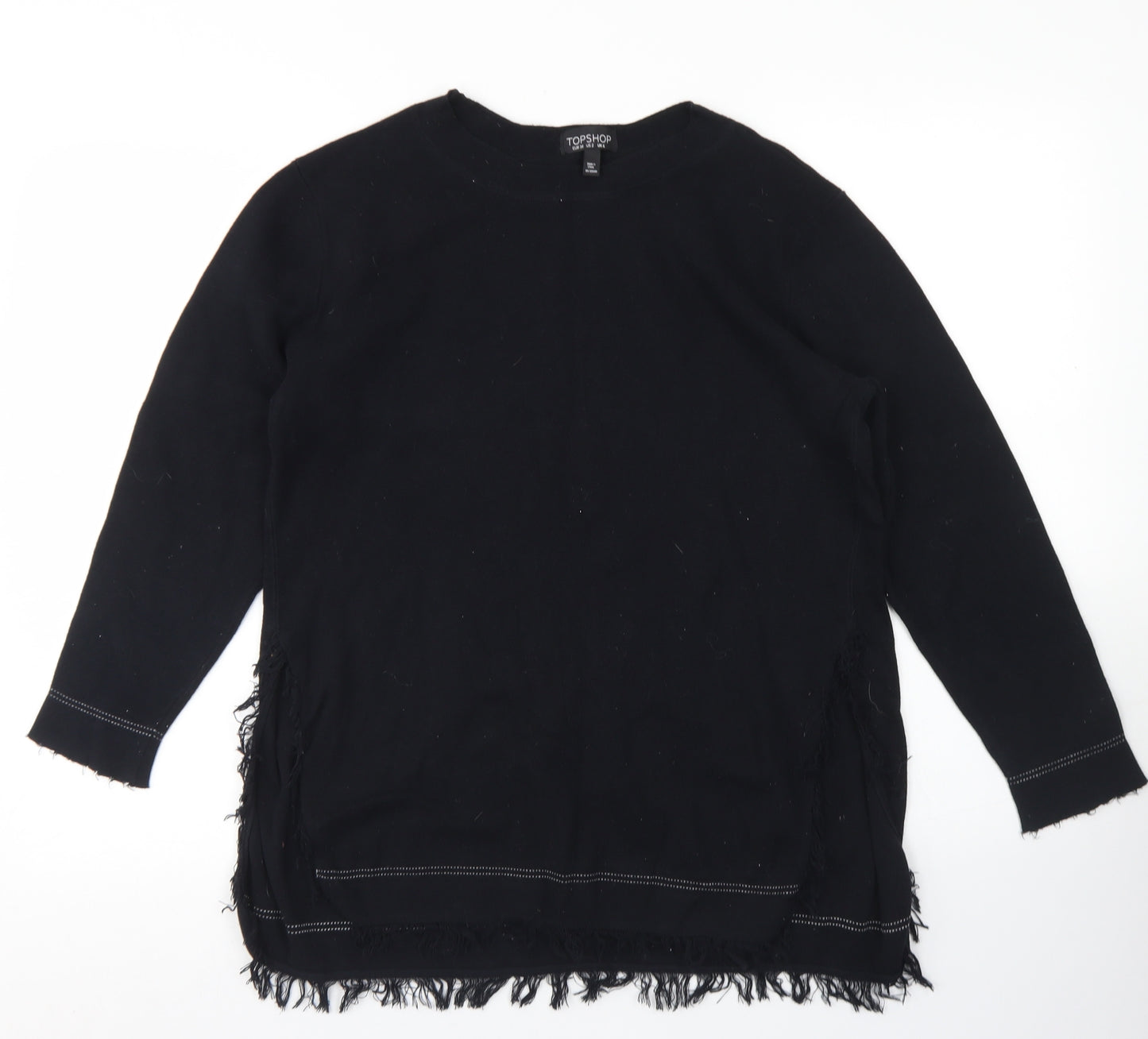 Topshop Womens Black  Cotton Pullover Sweatshirt Size 6