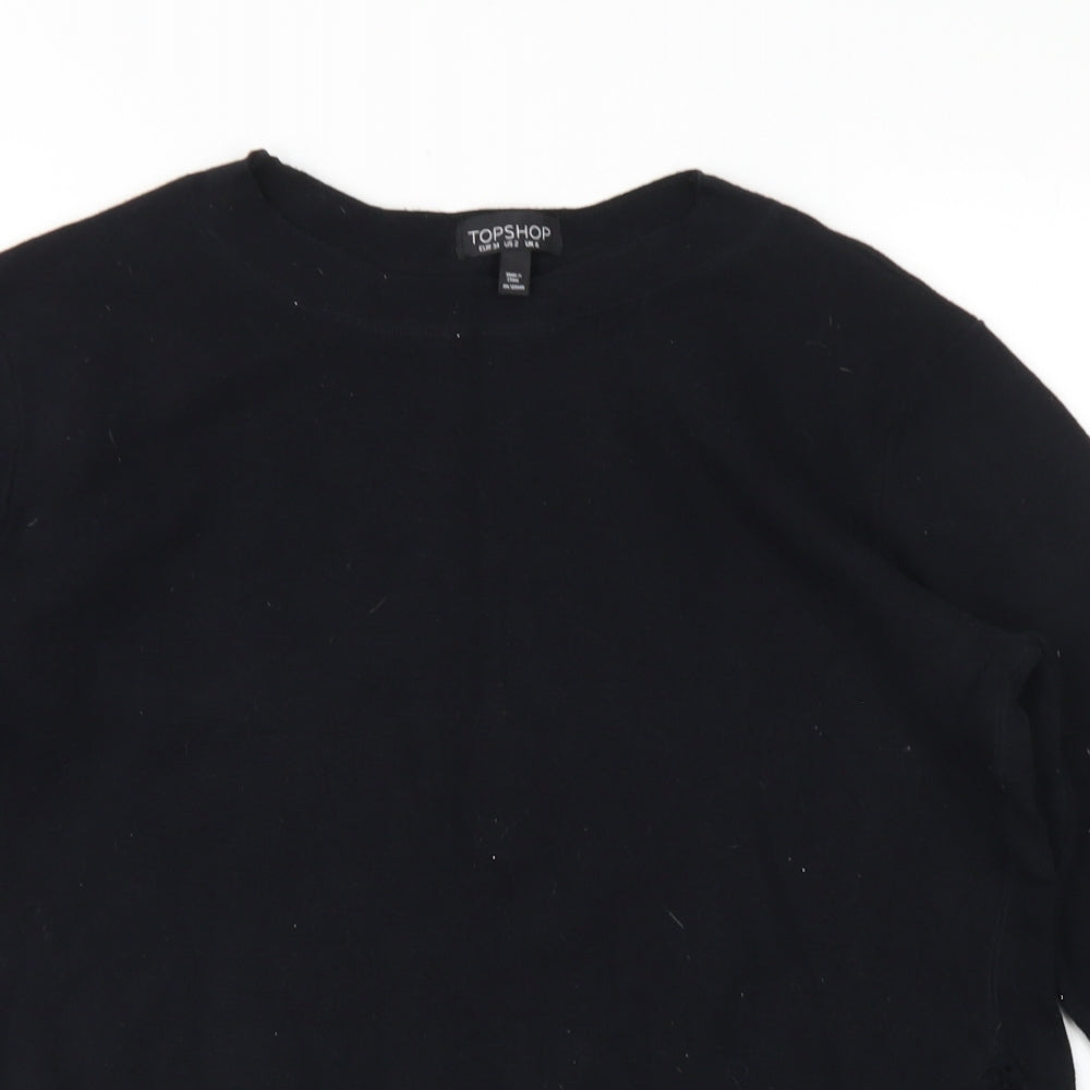 Topshop Womens Black  Cotton Pullover Sweatshirt Size 6