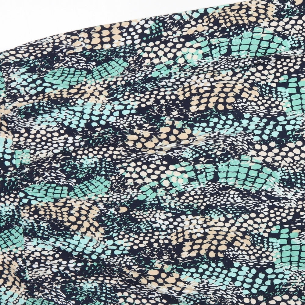 Roman Womens Blue Polka Dot Viscose Fit & Flare  Size 16  Round Neck