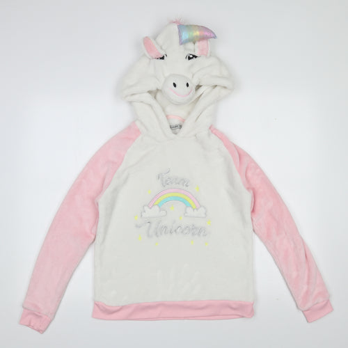 I Believe In Unicorns Womens White  Polyester Top Pyjama Top Size 8   - Rainbow