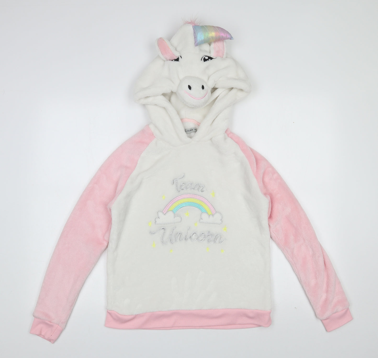 I Believe In Unicorns Womens White  Polyester Top Pyjama Top Size 8   - Rainbow