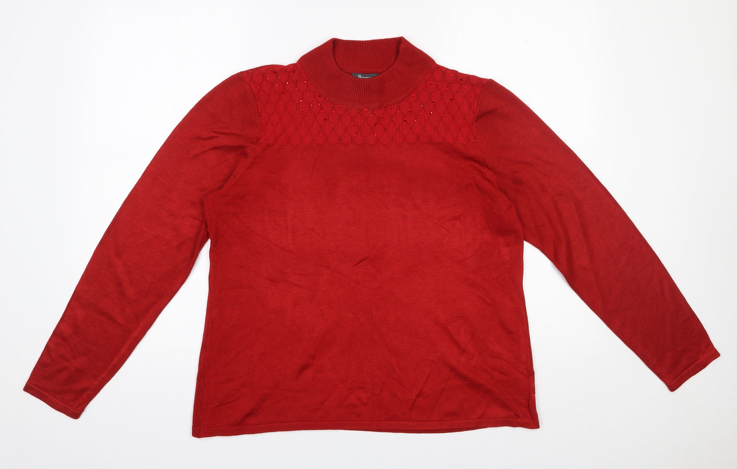 Bonmarché Womens Red High Neck  Acrylic Pullover Jumper Size M
