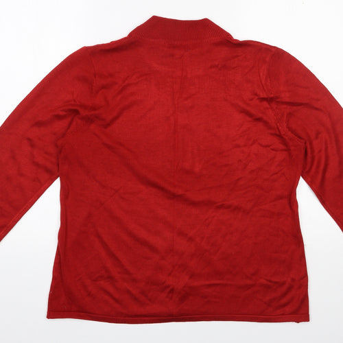 Bonmarché Womens Red High Neck  Acrylic Pullover Jumper Size M