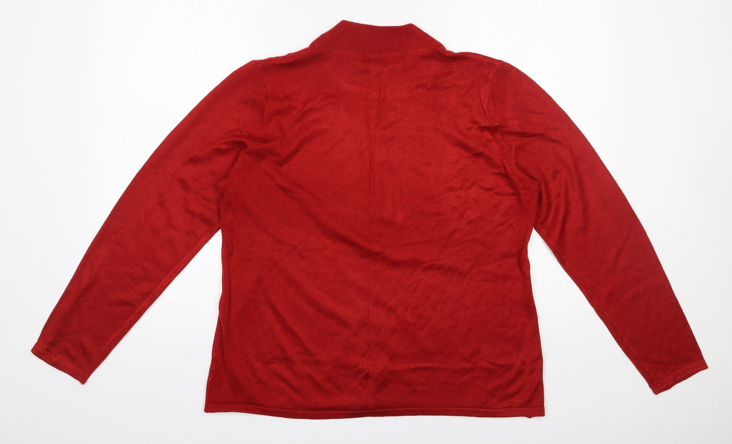Bonmarché Womens Red High Neck  Acrylic Pullover Jumper Size M