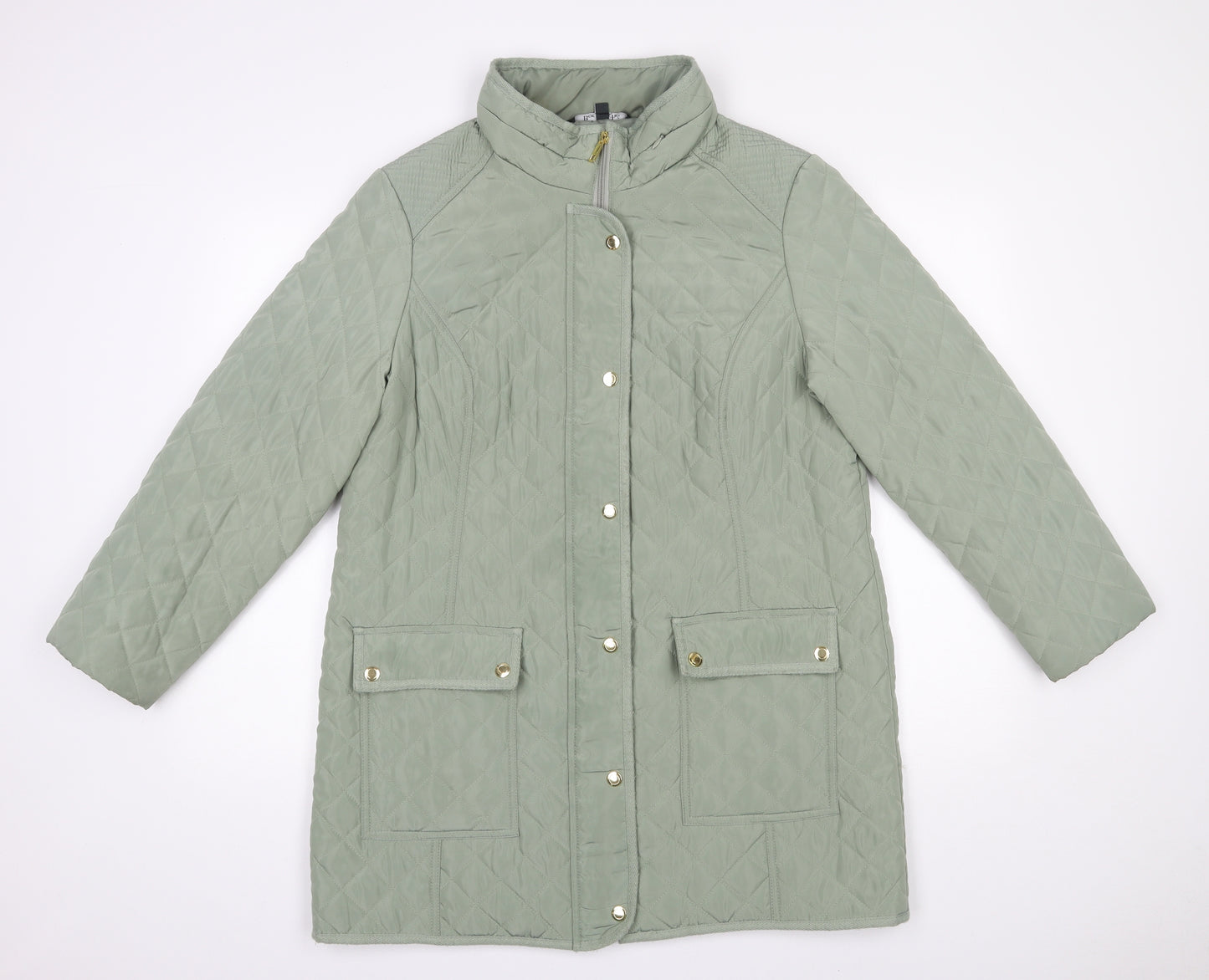 Bonmarché Womens Green   Quilted Coat Size 16  Zip