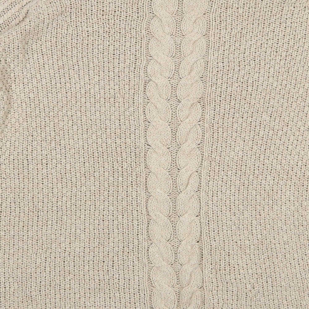 Papaya Womens Beige Round Neck  Acrylic Pullover Jumper Size M
