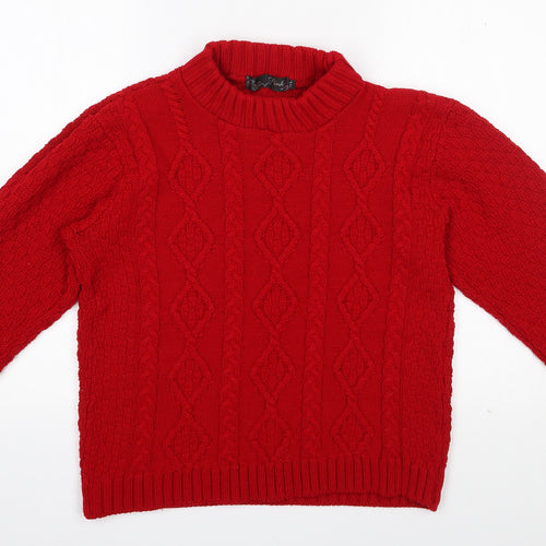 PINK Womens Red High Neck  Acrylic Pullover Jumper Size M