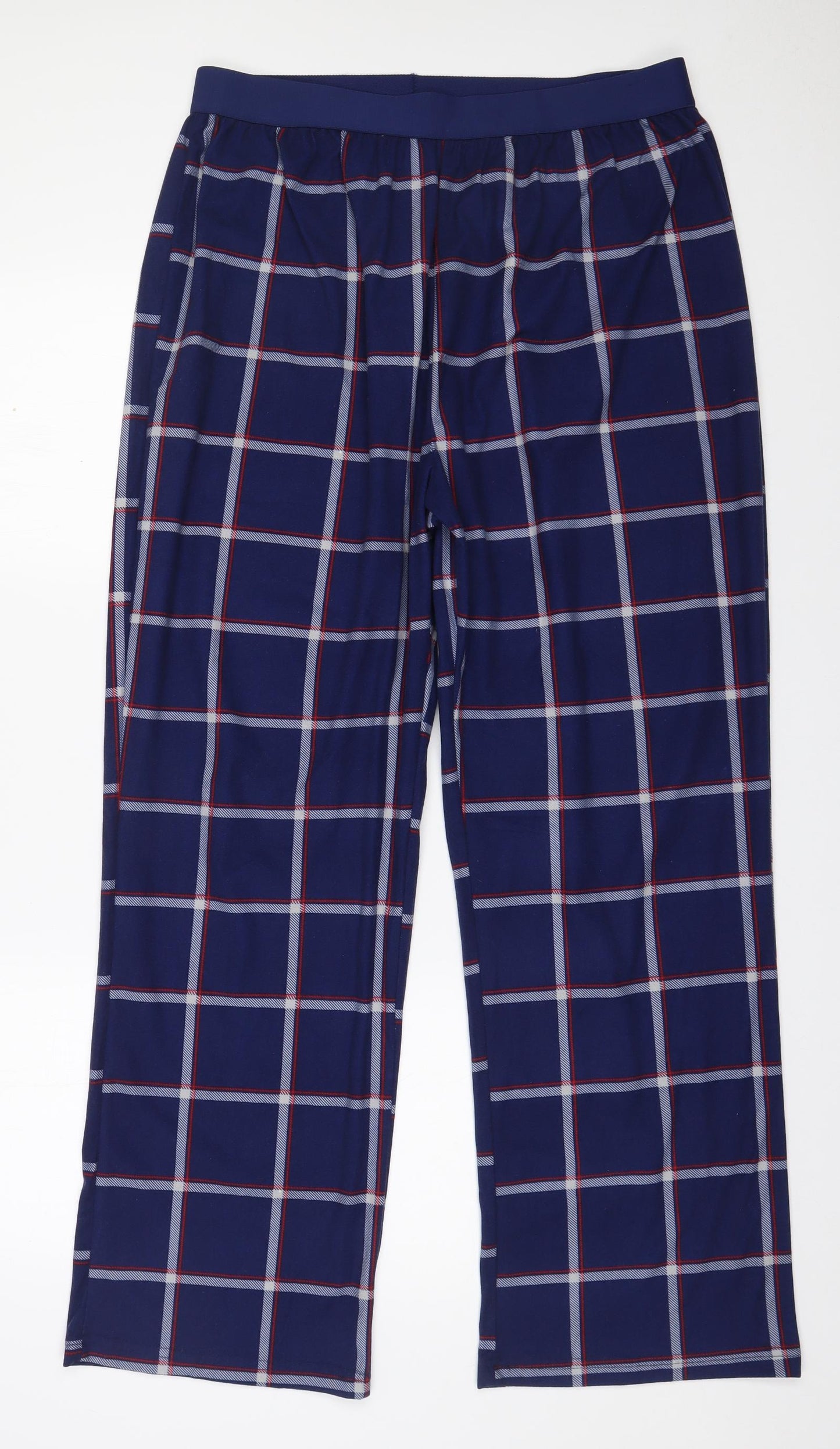 Peacocks Mens Blue Check Polyester  Lounge Pants Size XL  Pullover