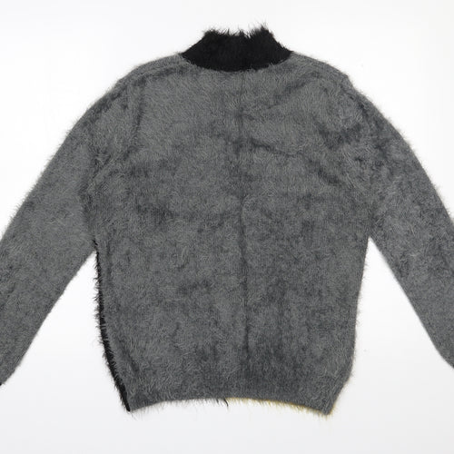 Klass Womens Grey High Neck  Acrylic Pullover Jumper Size M